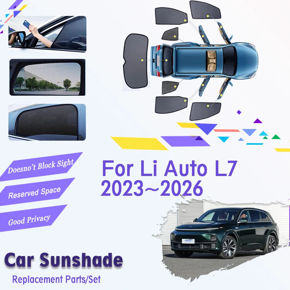 

Car Coverage Sunshades For Li Auto Lixiang L7 2023 2024 2025 2026 Mesh Net Sunscreen Window Visors Sun Shade Covers Accessories