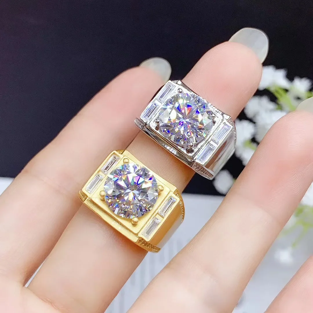 VVS1 Grade Moissanite Man Ring 925 Silver Moissanite Jewelry Luxury  Ring 11mm*11mm D Color Moissanite Ring for Man 5ct