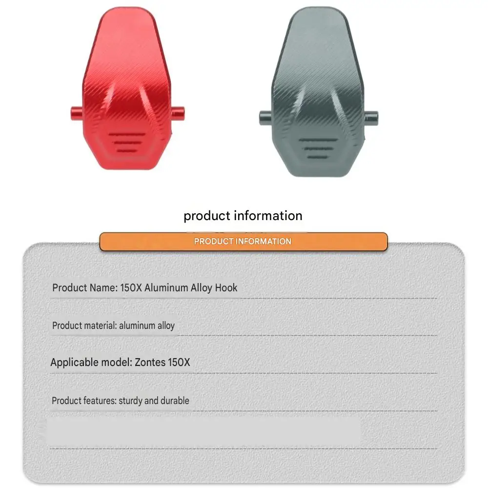 Dedicated aluminum alloy front hook/helmet hook for ZONTES 150X (2026 model) – OEM-style modification accessory.