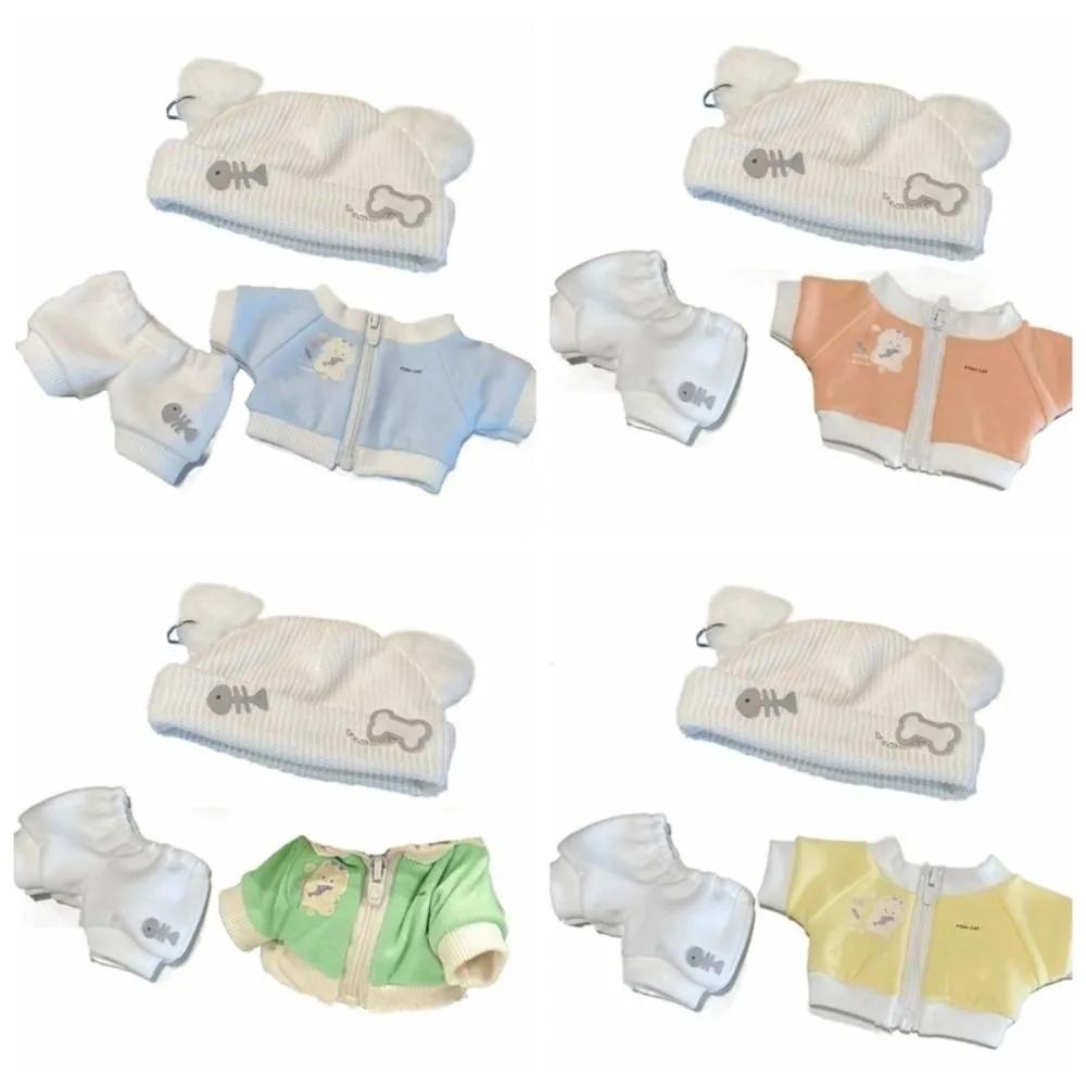 Kat Jas 20 cm Katoenen Poppenkleertjes Visgraat Broek Katoenen Pop Outfit Mini Leuke Hoed Poppenkleertjes Set Katoenen Pop Accessoires