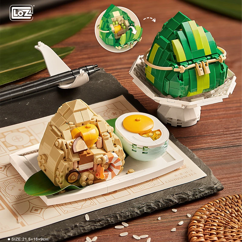 Loz Cantonese Refreshments Zongzi Glutinous Rice Chicken Dim Sum Building Block Diy Chinese Traditional Food Toys For Kids Gifts