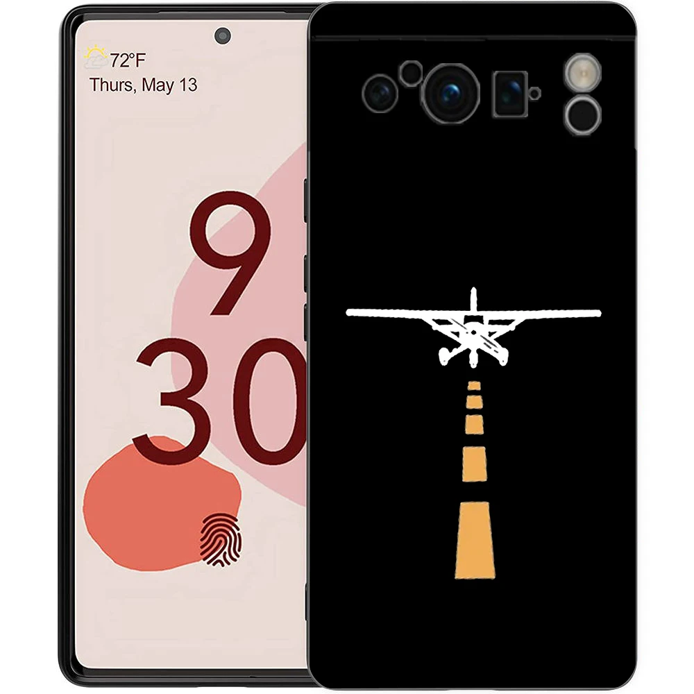 Premium Uçak Desen Telefon Kılıfı Google Pixel 9 8 7 6 Pro XL 8A 7A 6A TPU Kabuk Yumuşak Darbeye Dayanıklı Siyah Kapak