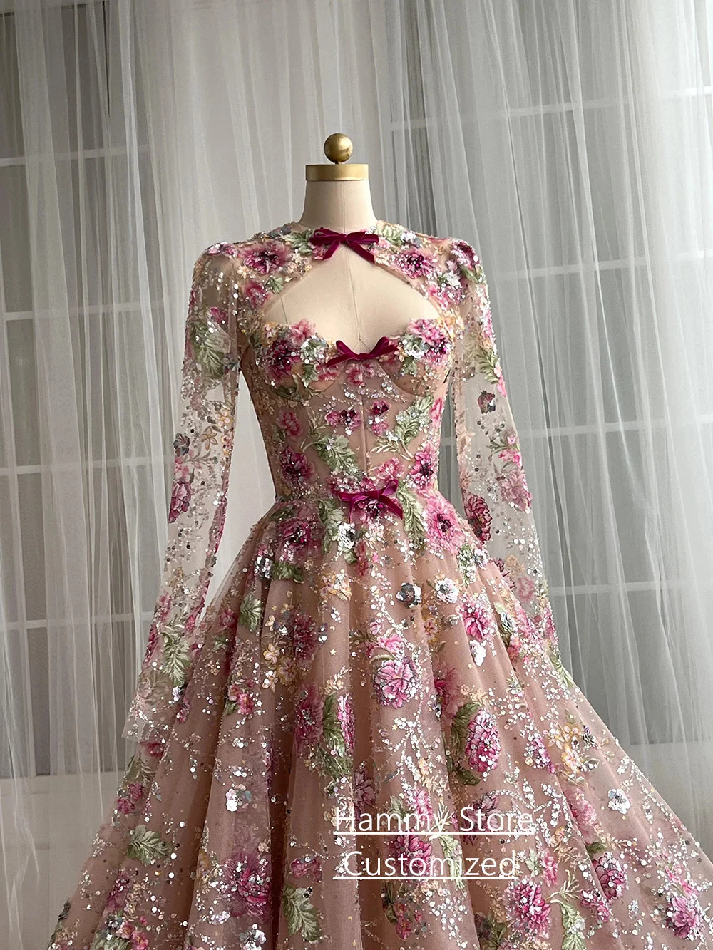 Sprankelende formele avondjurk op maat gemaakte liefje kralen lovertjes kanten galajurk met bolero A-lijn feestjurken