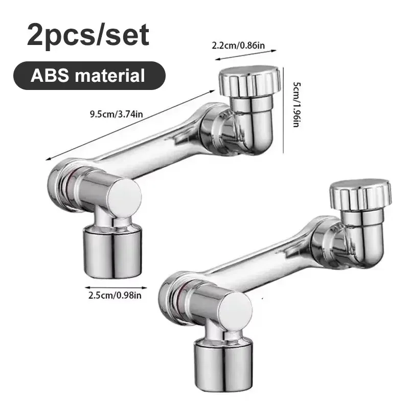 2pcs ABS Robotic Arm Faucet Extenders Single Mode 1080° Rotating Universal Swivel for Bathroom Sink
