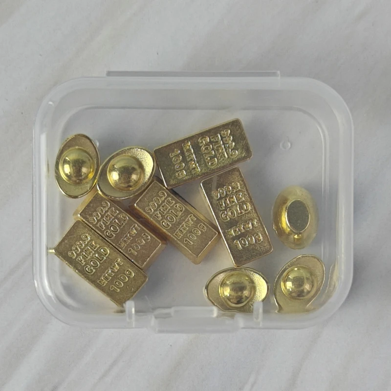 1PC จําลอง Gold Bar และ Gold Ingot เครื่องประดับมินิตุ๊กตาตกแต่งบ้านของเล่น Miniature DIY อุปกรณ์เสริม