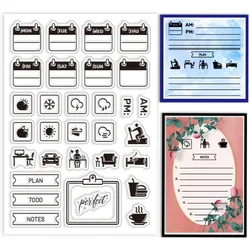 1Sheet Diary Weekly Planner Clear Stamps for Cards Making Weather Tags Clear Stamp Seals Transparent Stamps for DIY Scrapbooking
