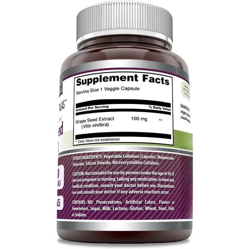 Grape seed extract supplement | 100mg-60 vegetarian capsules per serving