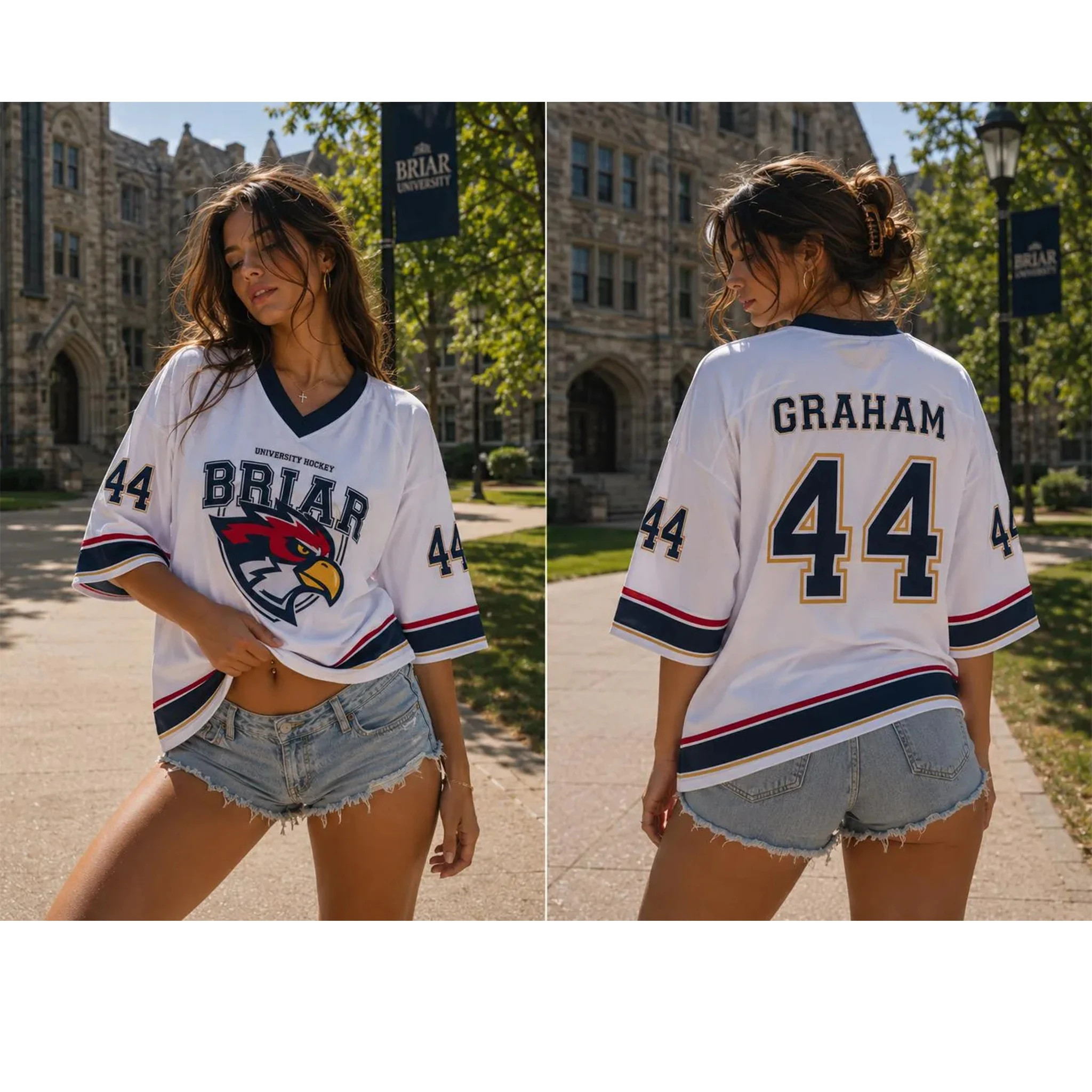 2026 Summer Loose Off Campus Style Jersey T-Shirt | Men Women Number Letter Top Daily Sports Streetwear TV Merch