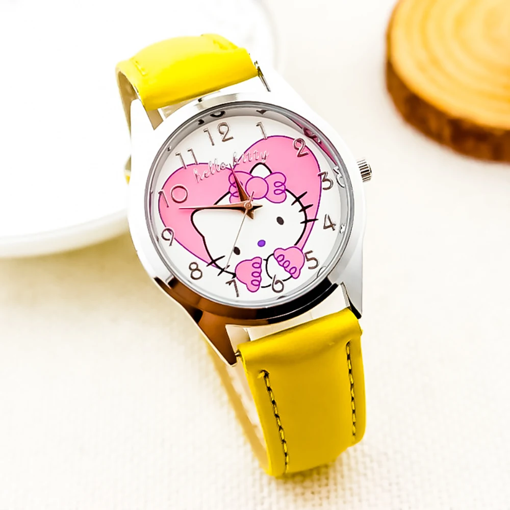 Hello Kitty Girls Kids Watch Cute Casual Waterproof Sanrio Cartoon Quartz Watches Fashion WristWatch Gifts for Children Women