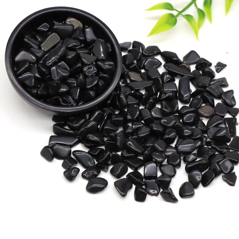 Natural Stone Black Obsidian Gravel Specimen Quartz Healing Crystal for Jewelry Making Bulk Tumbled Gemstone Home Aquarium Decor