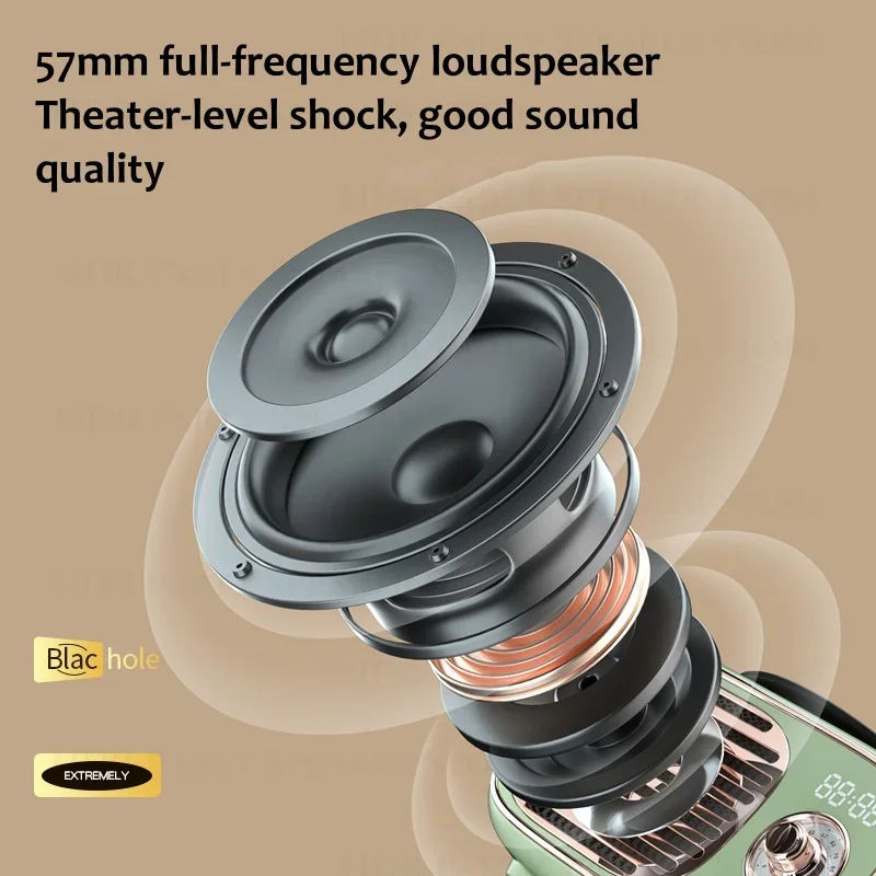 ポータブルBluetoothスピーカー,プロの音楽,デュアルマイク,低音,サブウーファー,屋外カラオケ,家族のパーティー