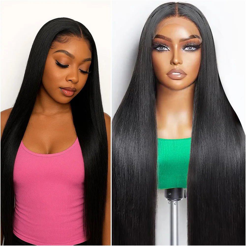 

Прямые парики из натуральных волос 13x4 13x6 HD с кружевной передней частью, 40 дюймов, предварительно выщипанные, 7x6, прозрачные кружевные парики с передней частью, 200% плотность, для женщин