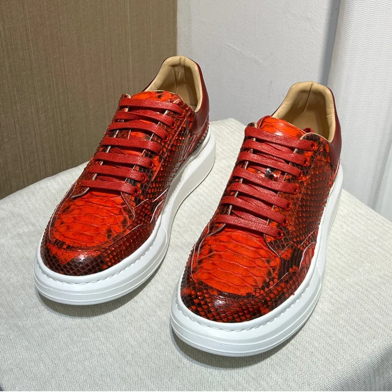 

New British Snake Skin Authentic Casual Board Flat Leather Suede Sports Men Walking Shoes Loafers Sneakers Pointed Leather Shoes