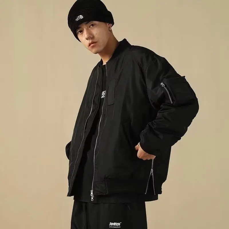 

Свободное мужское бейсбольное пальто больших размеров, уличное пальто, осенне-зимнее повседневное пальто для подростков и молодых взрослых, полиэфирная ткань