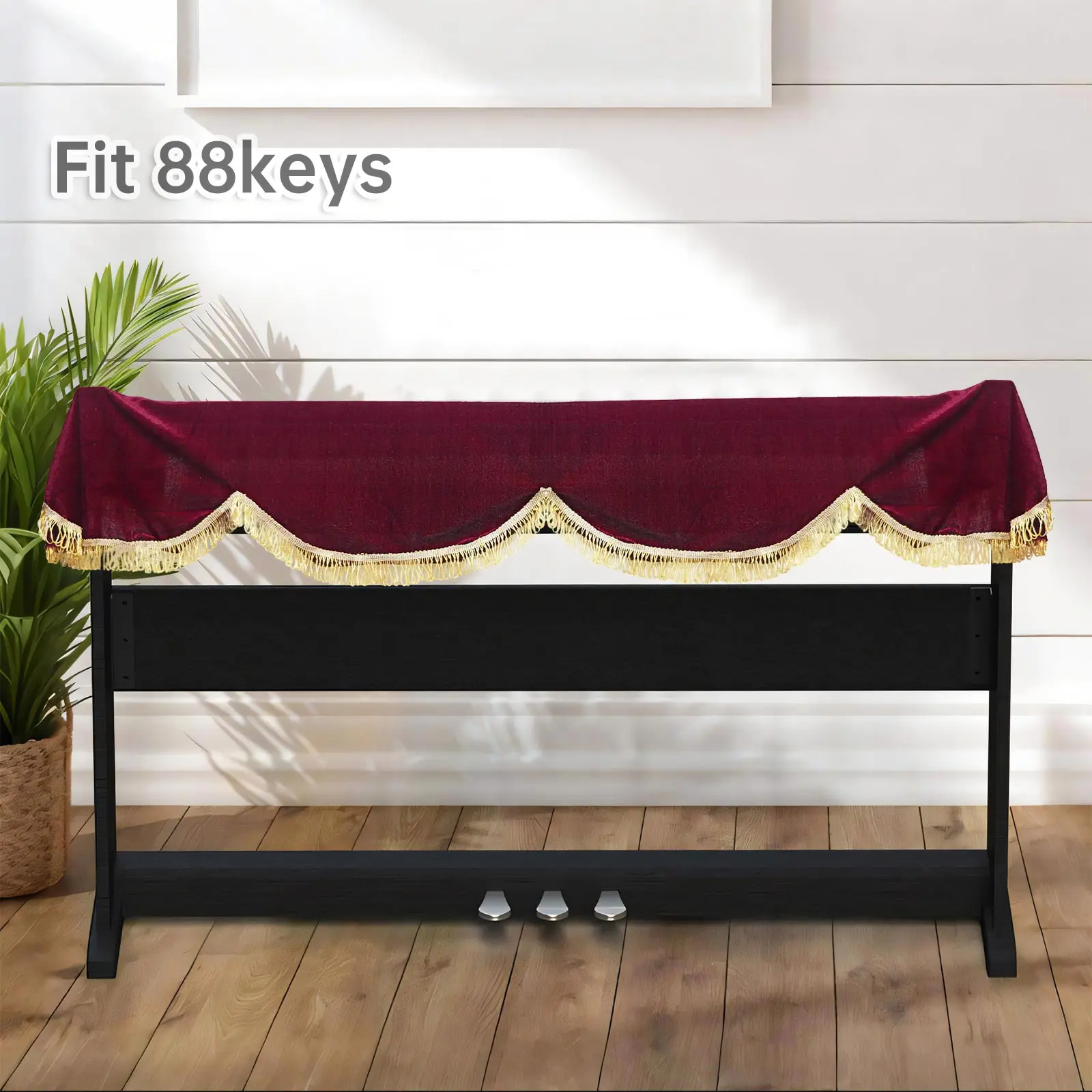 Piano Cover  88 Keys Velvet Digital Electric Piano Top Dust Cover with Tassels Pleuche Electronic Keyboard Protective Guard