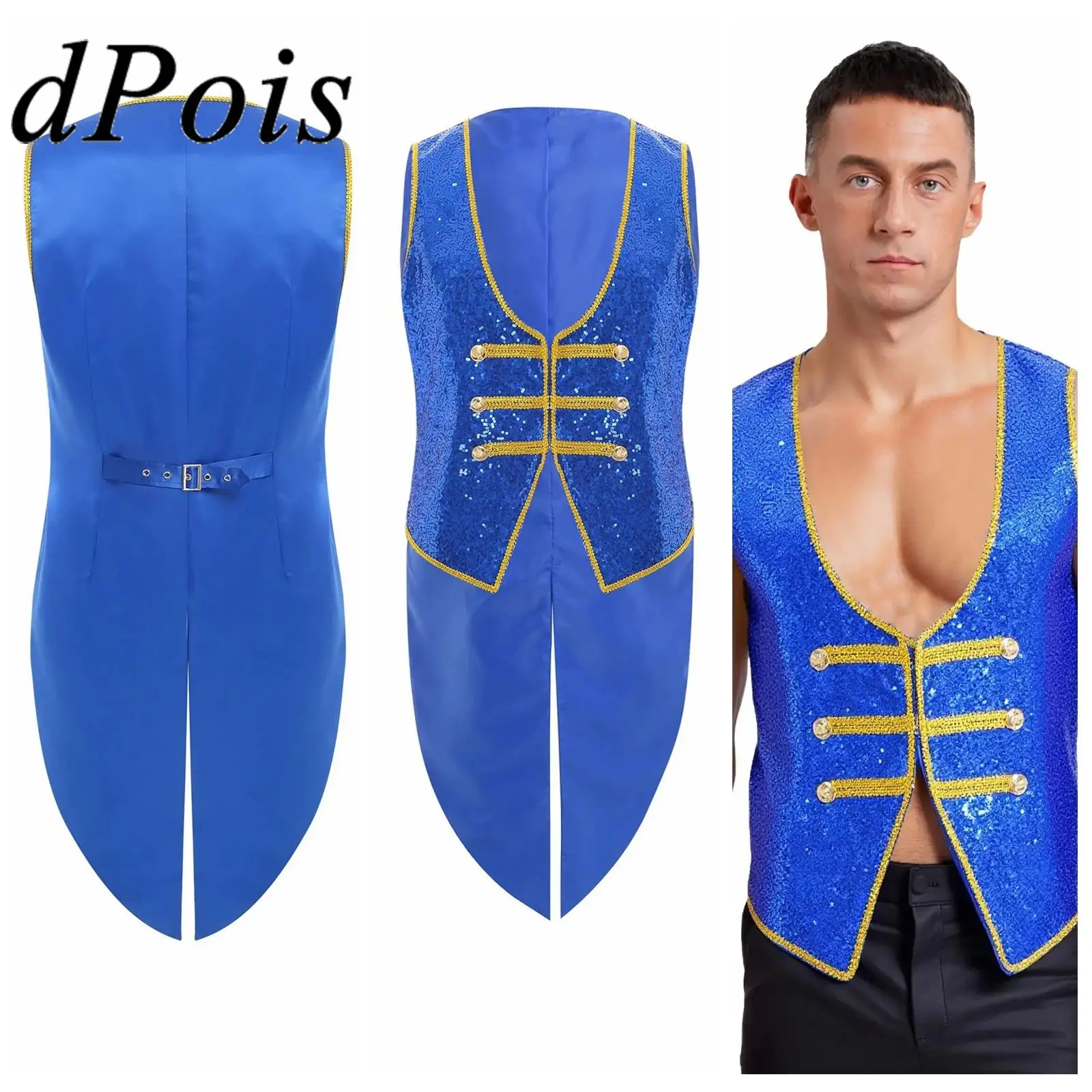 

Мужской костюм принца на Хэллоуин, жилет с блестками, костюм манежа, фрак, жилет, фестивальная тематическая вечеринка, куртка без рукавов для ролевых игр