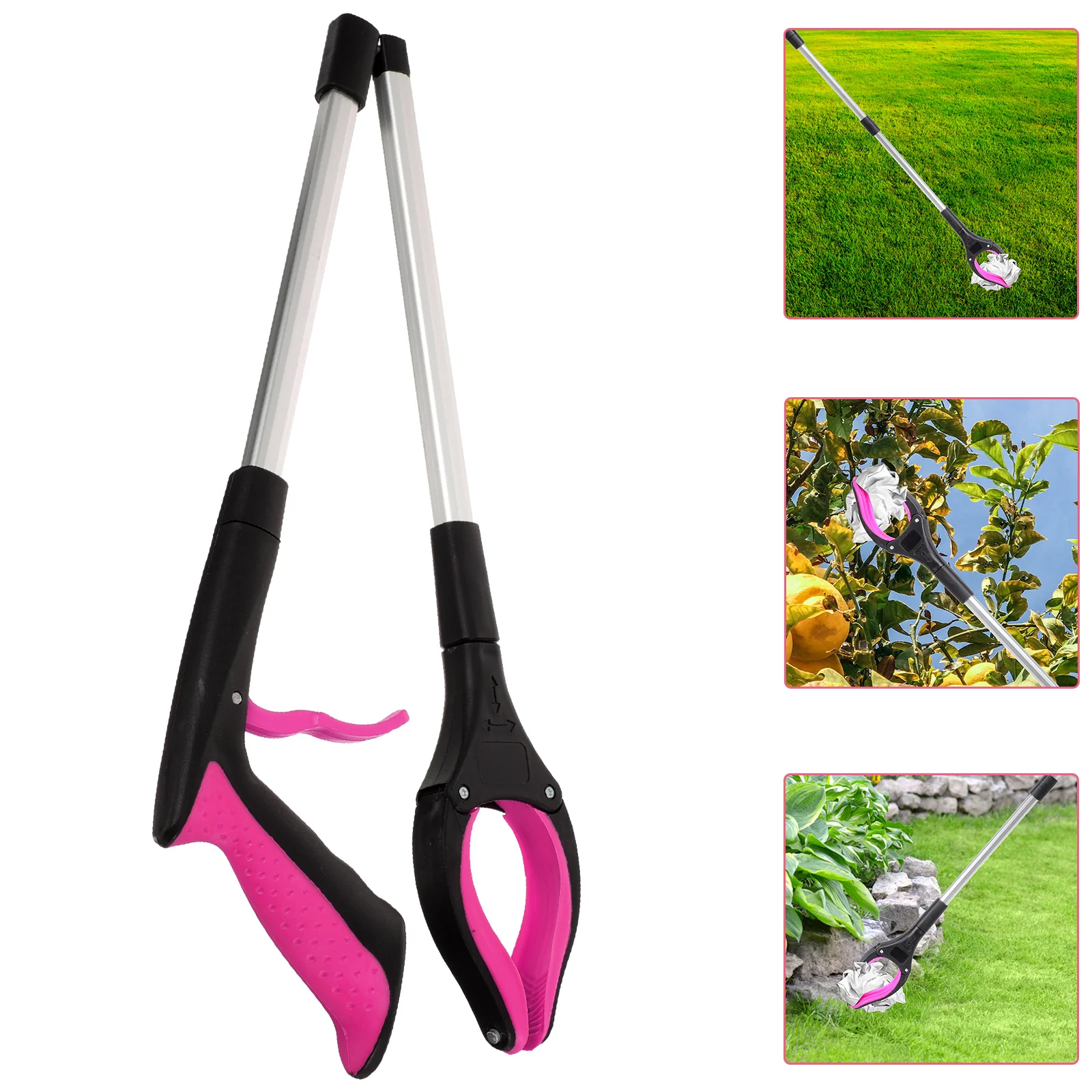 

Foldable Trash Picker Grabber Tool Garbage Clamp Durable Aluminum Alloy For Elderly Household Outdoor Cleaning Long Reach Pickup