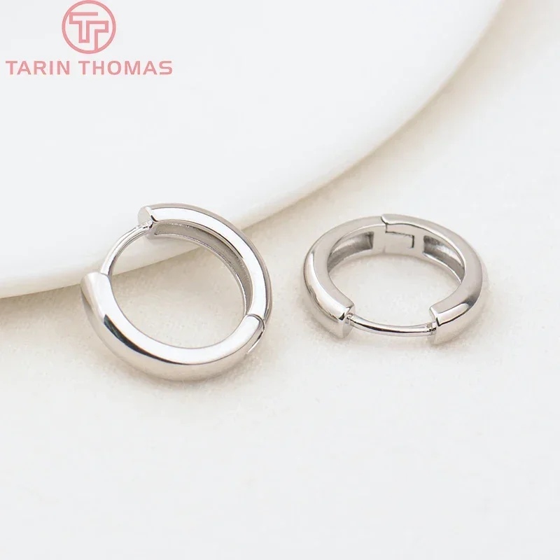 (342) 6PCS 16MM Width 3.5MM 24K Gold Color Brass Round Earring Hoop Earring Clasp High Quality DIY Jewelry Making Findings