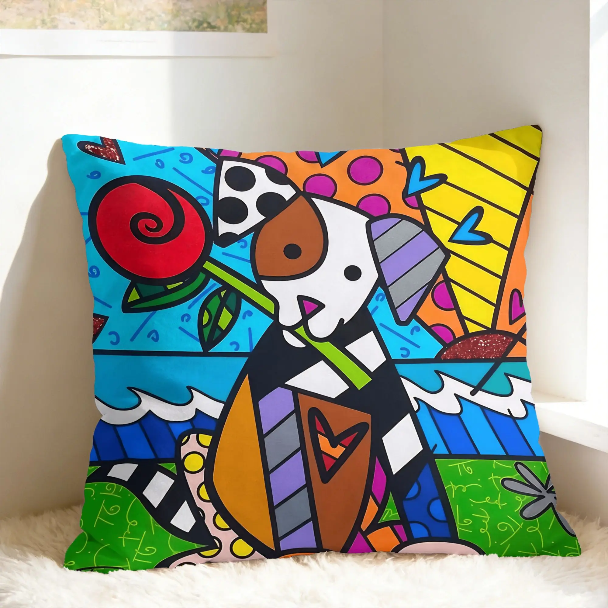 B-BrittoES Happy Art Pillowcases dog Fashion Pillow Case For Sofa Car Home Decor Comfy Pillow Cover