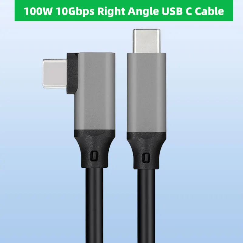 ADT-Link Right Angle USB C Cable ,100W 10Gbps USB-C To USB-C 3.1 Gen2 PD Fast Charging Short Cord 4K Display for Type-C Devices