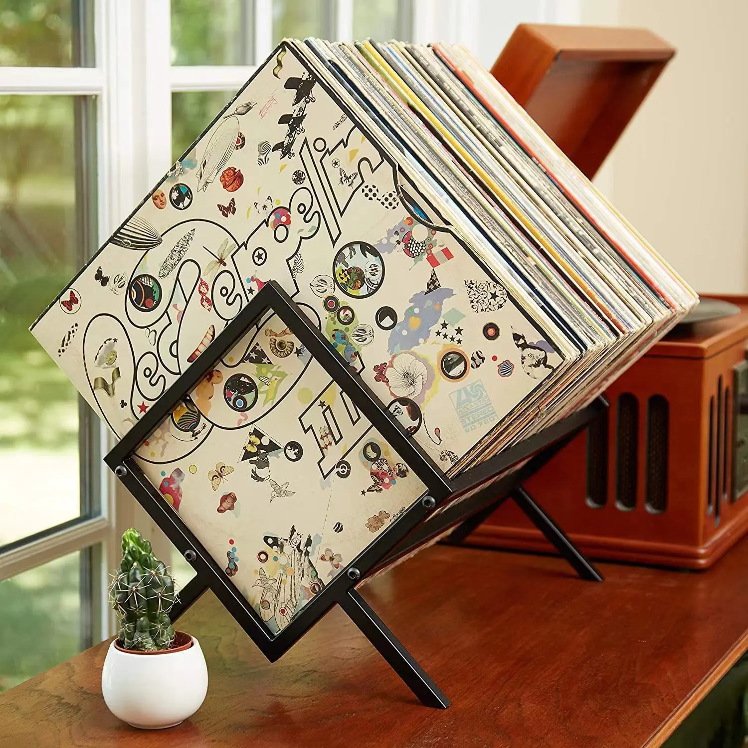 Picture 5: Removable Vinyl Record Storage Stand CD Organizer Holder European Magazine Storage Rack for Home