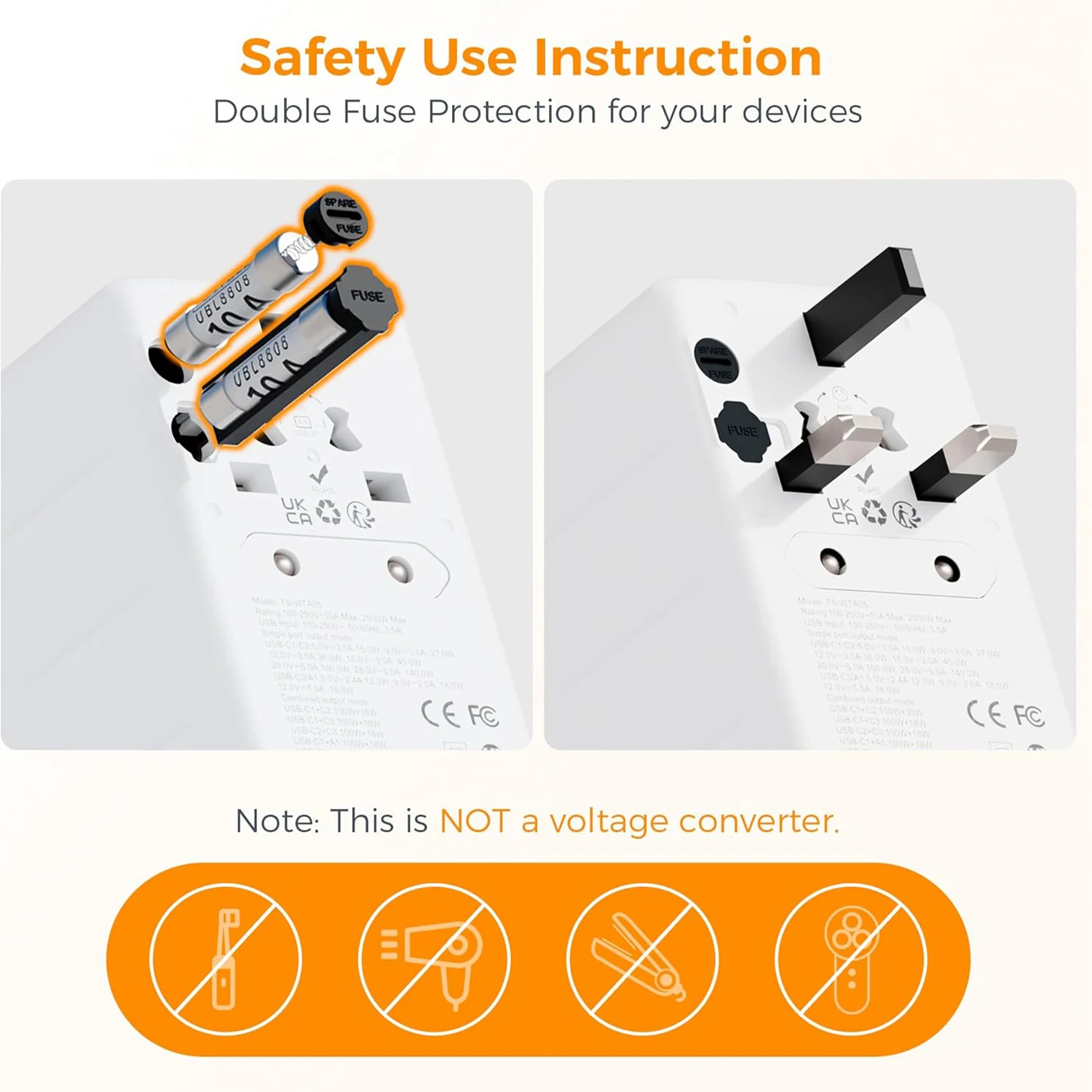 تيسان 140 واط/100 واط/65 واط GaN محول السفر العالمي مع USB ونوع C شحن سريع محول الطاقة الاتحاد الأوروبي/المملكة المتحدة/الولايات المتحدة الأمريكية/الاتحاد الأفريقي التوصيل للسفر