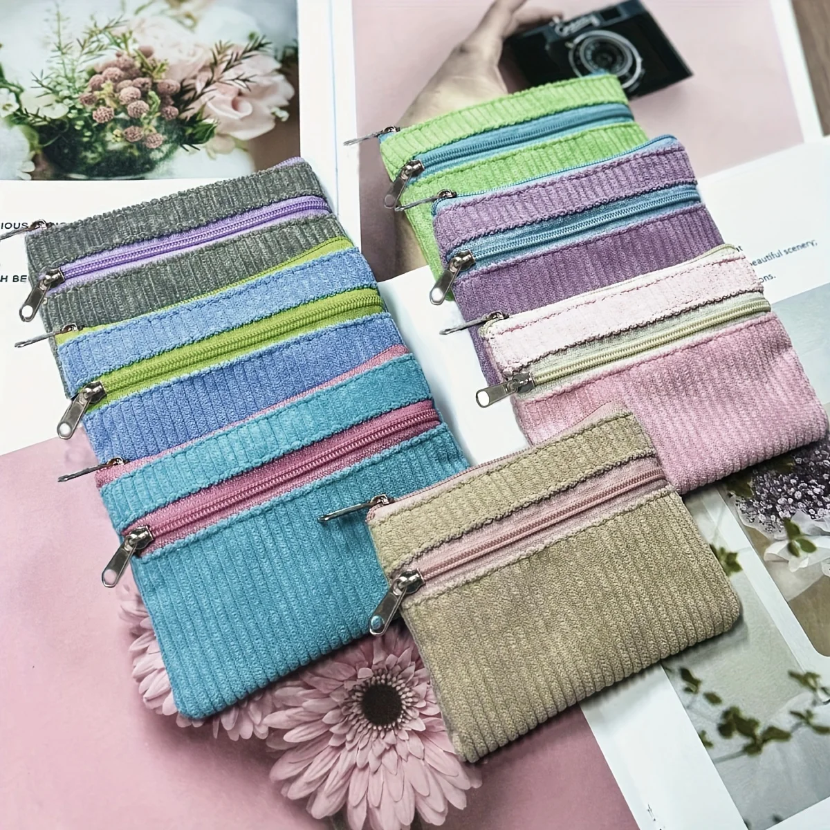 سروال قصير متعدد الألوان حقيبة تغيير صغيرة حقيبة مفاتيح حقيبة بطاقات محمولة رأس سحاب معدني صغير #6