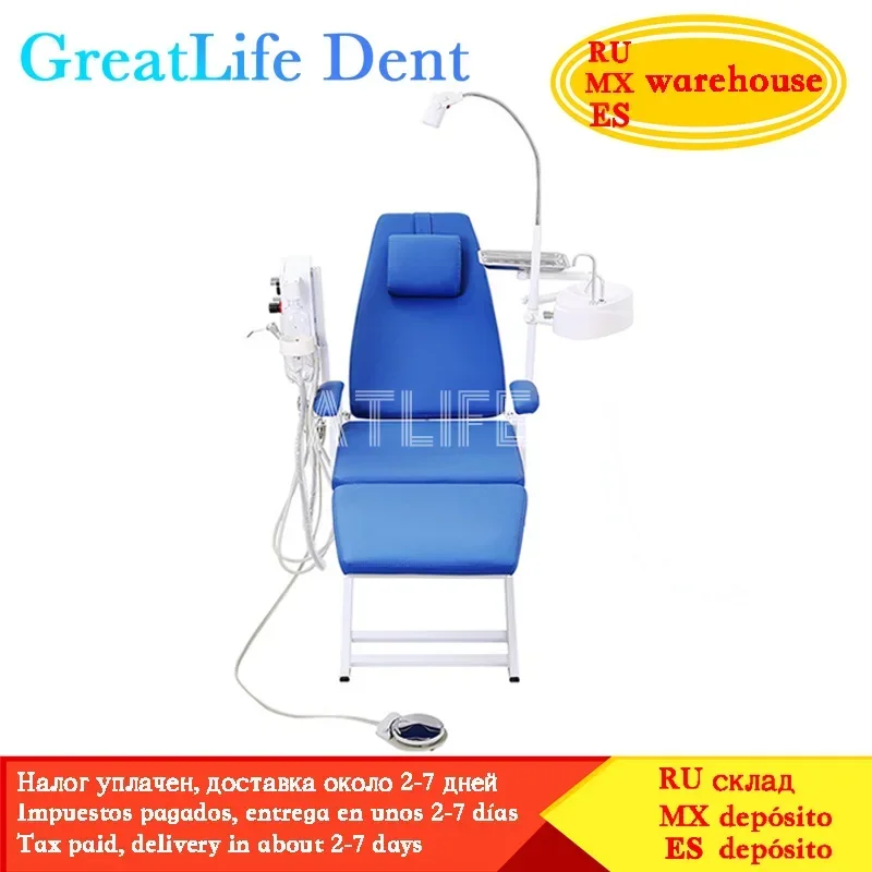 GreatLife Dent Cheap Dental Unit Dental Chair Complete Set Dental Folding Chair Sale with Led Lamp and Portable Turbine Unit