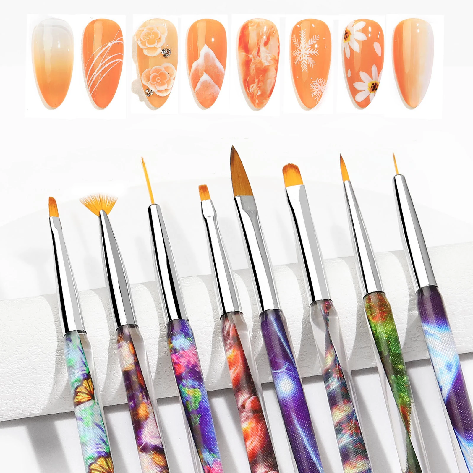 Nail Art Brushes Nail Design Pen Painting Tools, Acrylic Tips Extension Gel Brush, Liner Brush for Gel Polish Manicure Salon DIY