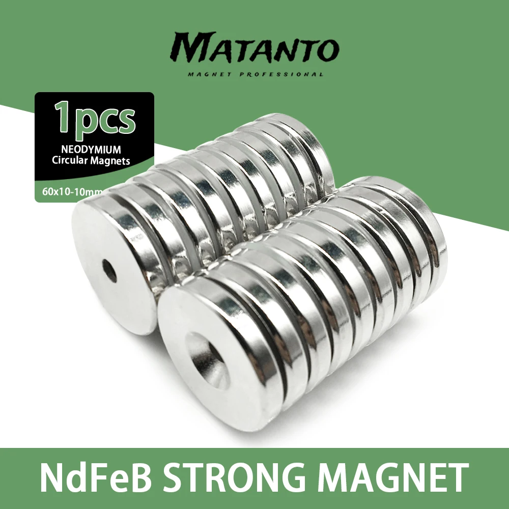 

1/2/3CS 60x10-10mm Strong Magnet 60*10 mm Hole 10mm Countersunk Neodymium Magnetic N35 Permanent NdFeB Magnet 60*10-10mm