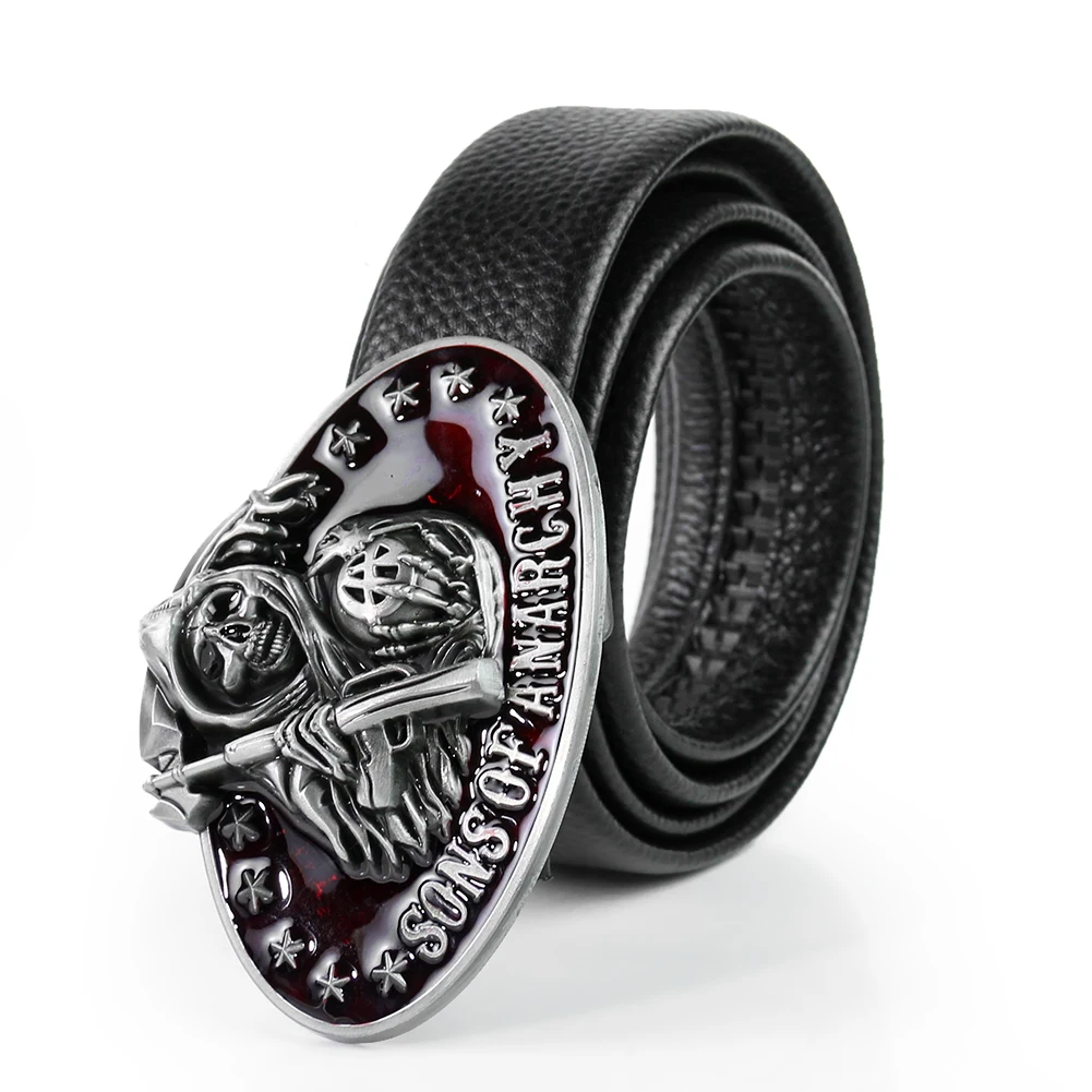 3D Corvex Surface Oval Grim Reape Reaper Belt Buckle Skull Devil Demon Satan Finished Buckle Western Craft Jeans Accessory Strap