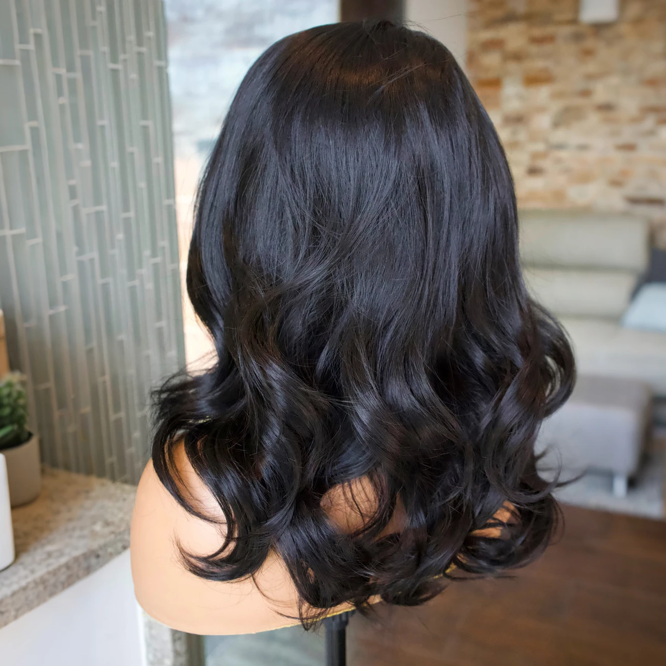 Short Black Loose Body Wave Bob Wig Synthetic Hair Shoulder Length Side Part Pre Plucked Glueless 13X4 Frontal Wigs for Women