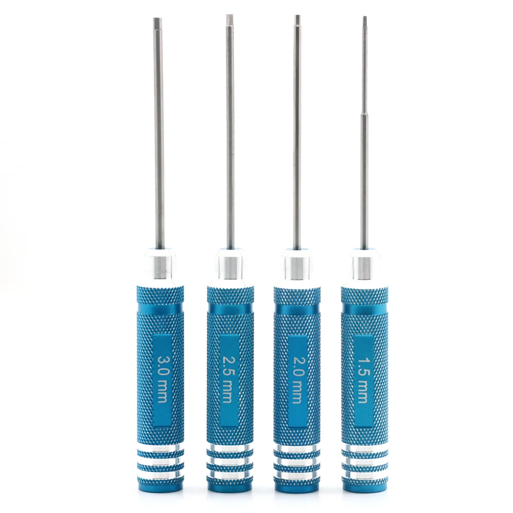 4Pcs 1.5 2.0 2.5 3.0mm Screwdriver RC Tools Hex Screw Driver Set Titanium Plating Hardened Repair Tools For helicopter toys