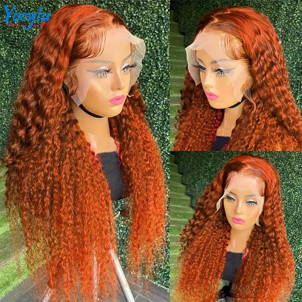 Ingwer-Perücke mit Spitzenfront, Echthaar, 200 % Dichte 350 # HD Lace Frontal Perücke 13x6 Wasser Lockiges Echthaar Perücke Transparente HD Lace Perücke – Detail 6