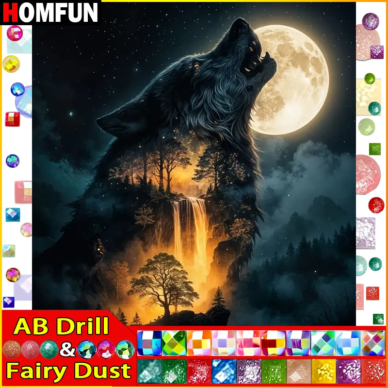 HOMFUN Fairy Dust AB 5D Diy Diamond Painting Cross Stitch 