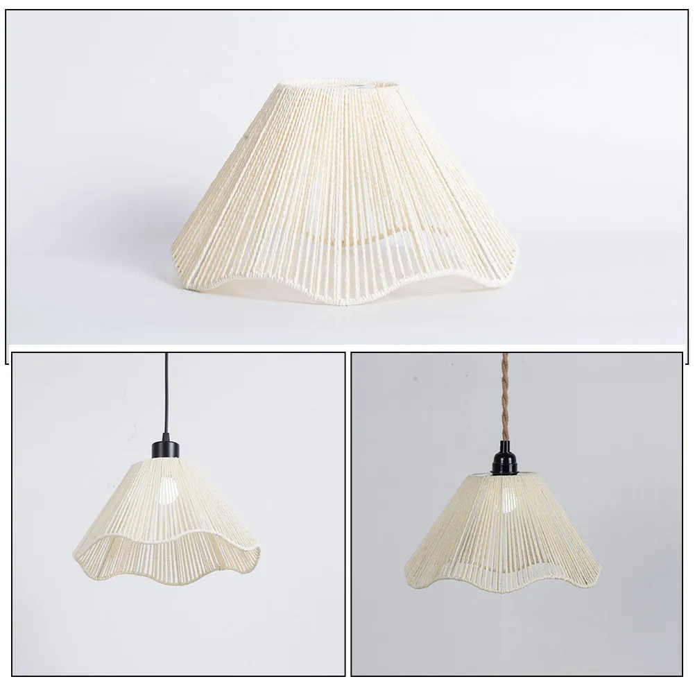 Paper String Woven Lamp Shade Retro Ceiling Light Cover Hanging Woven Lampshade Home Decor Indoor Light Cover Retro Lampshade