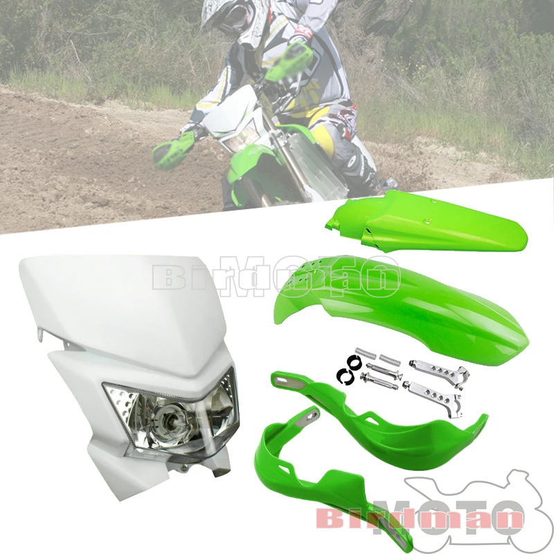 Motorcross Headlight Handlebar Hand Guard Front Rear Mudguar Fender Dirt Bike For Kawasaki KLX 450R 450F 450L KLX450R KLX450L F