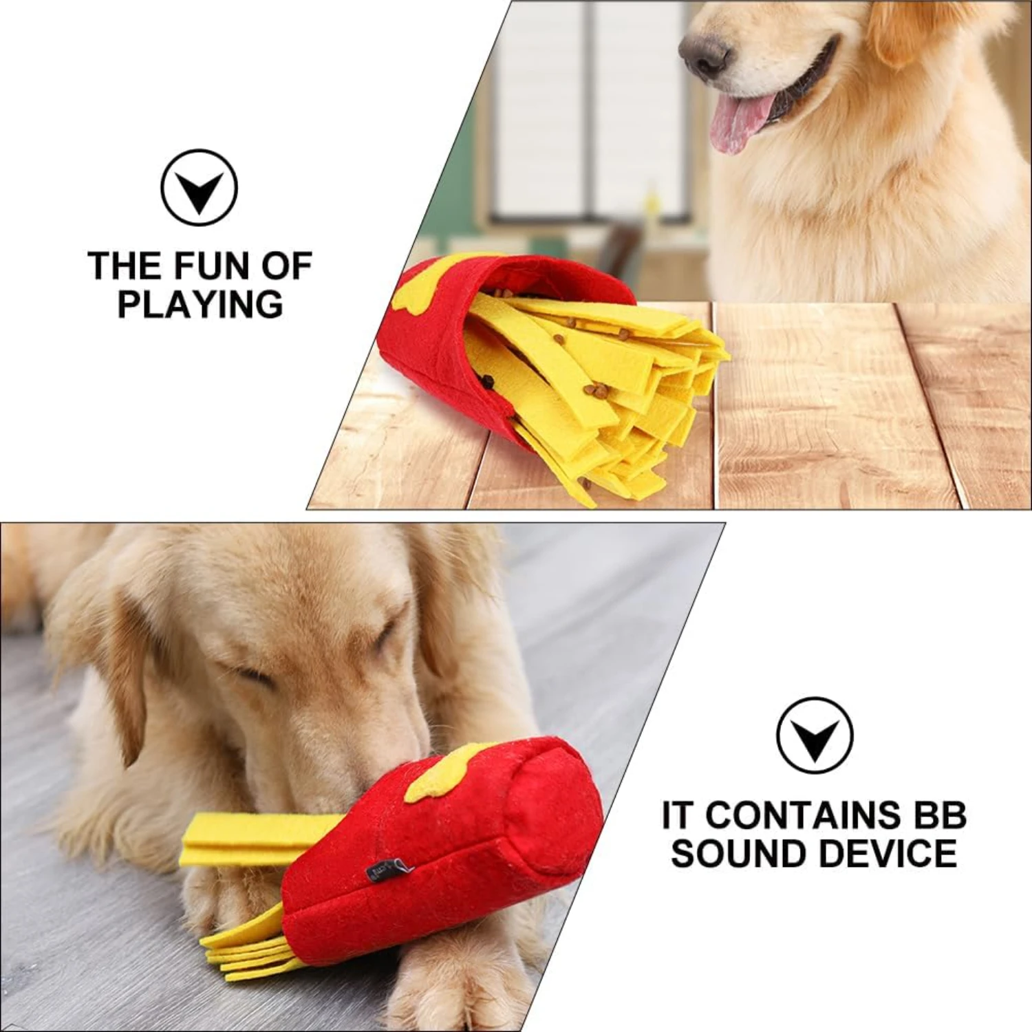 Engaging and Stimulating Unique French Fries Shaped Dog Snuffle Toy - The Ultimate Stress Relief and Boredom Buster for Playful