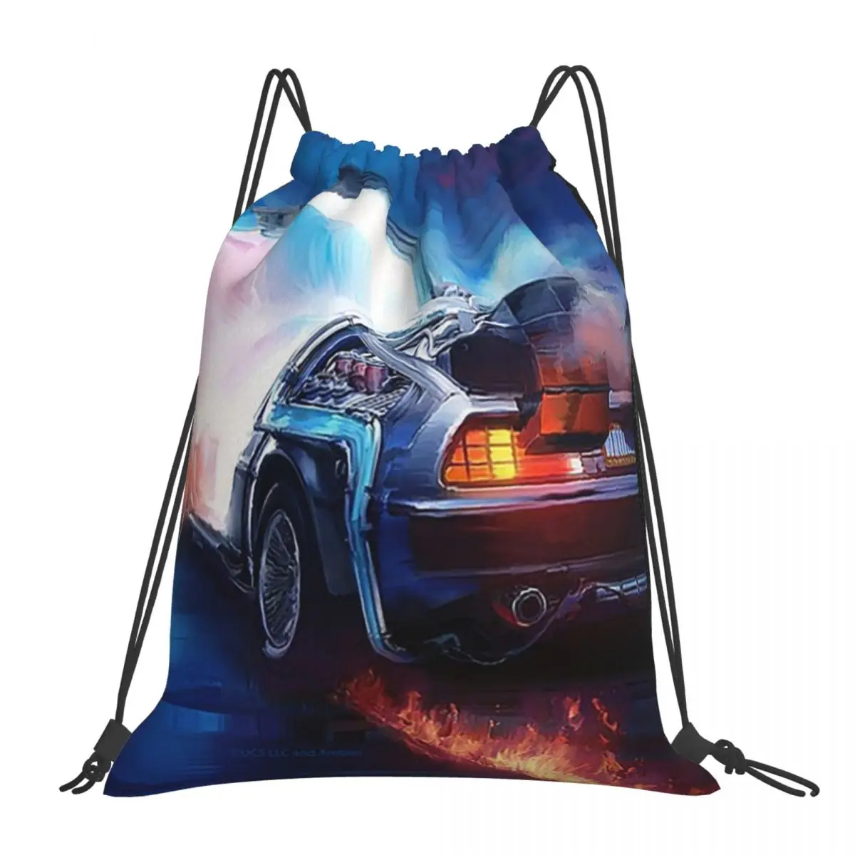 Back To The Future Delorean Time Machine Backpacks Drawstring Bags Drawstring Bundle Pocket Sports Bag Book Bags For Man Woman