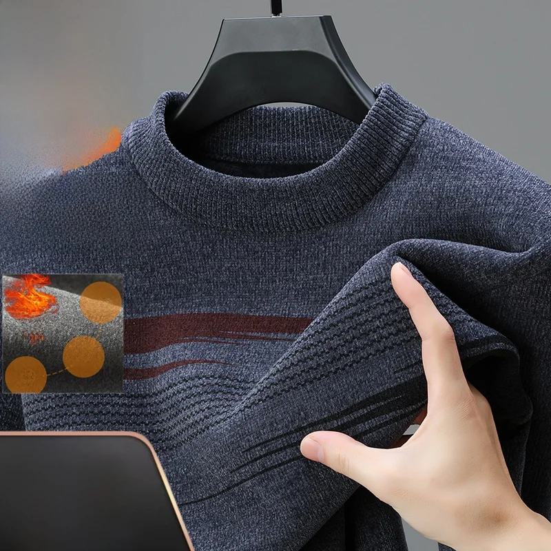 

Men's Fce Lined f High Collar Knitwear Casual Warm Comfortable Winter Faion Ci Sle Long Sve Sweater