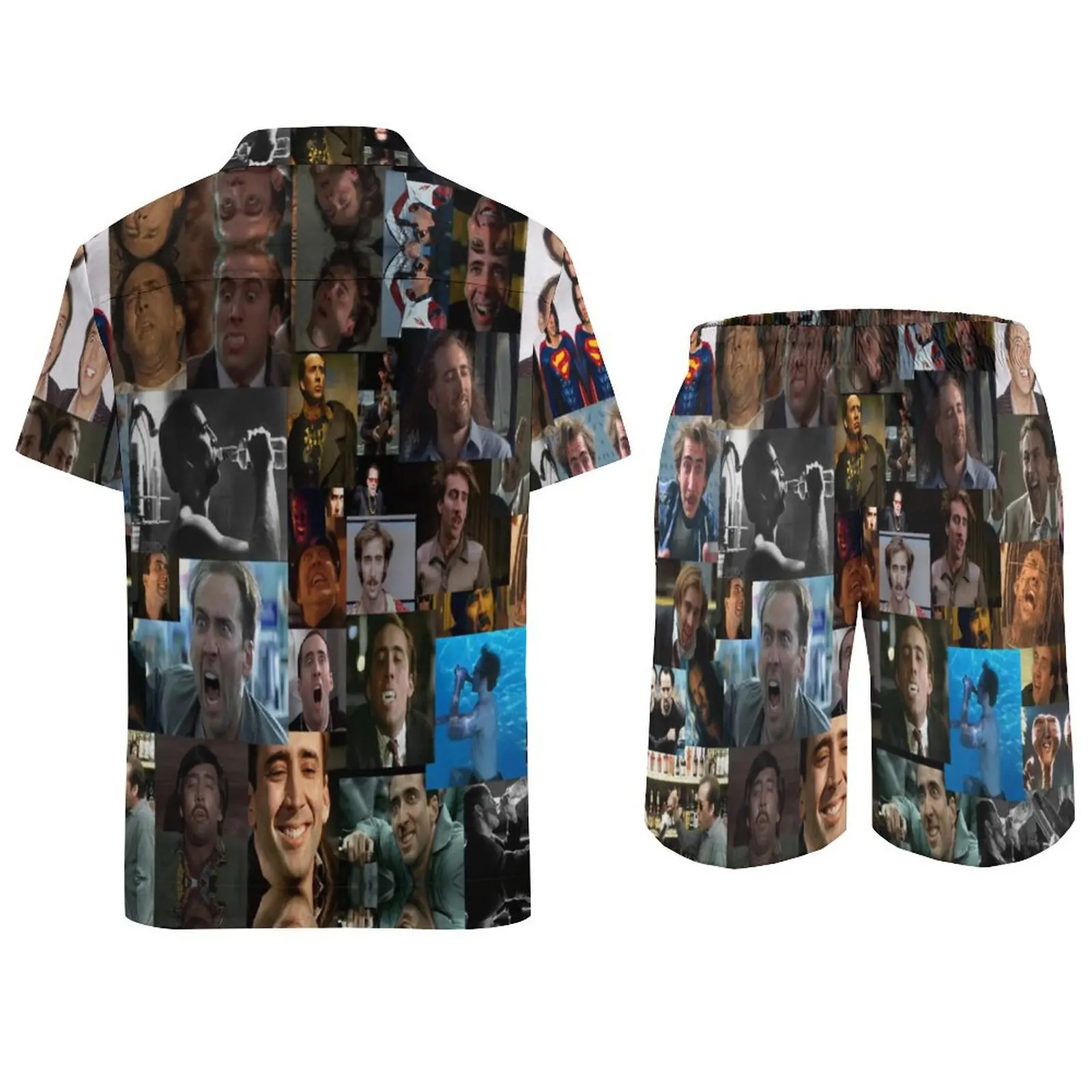 Nicolas Cage Pattern Nicholas Cage Nick Men's Beach Suit Novelty 2 Pieces Coordinates  top Quality  Going Out USA Size