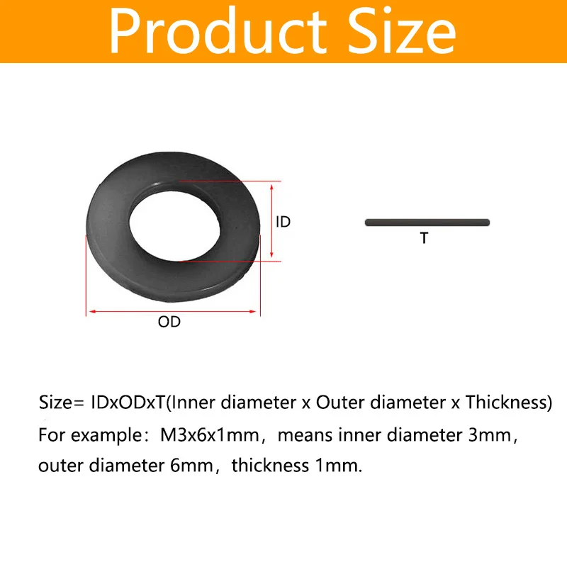 Nylon Flat Washer M2 M2.5 M3 M4 M5 M6 M8 M10 M12 M14 M16 M18 M20 Black Plastic Sealing Hard Washers Insulation Gasket Ring