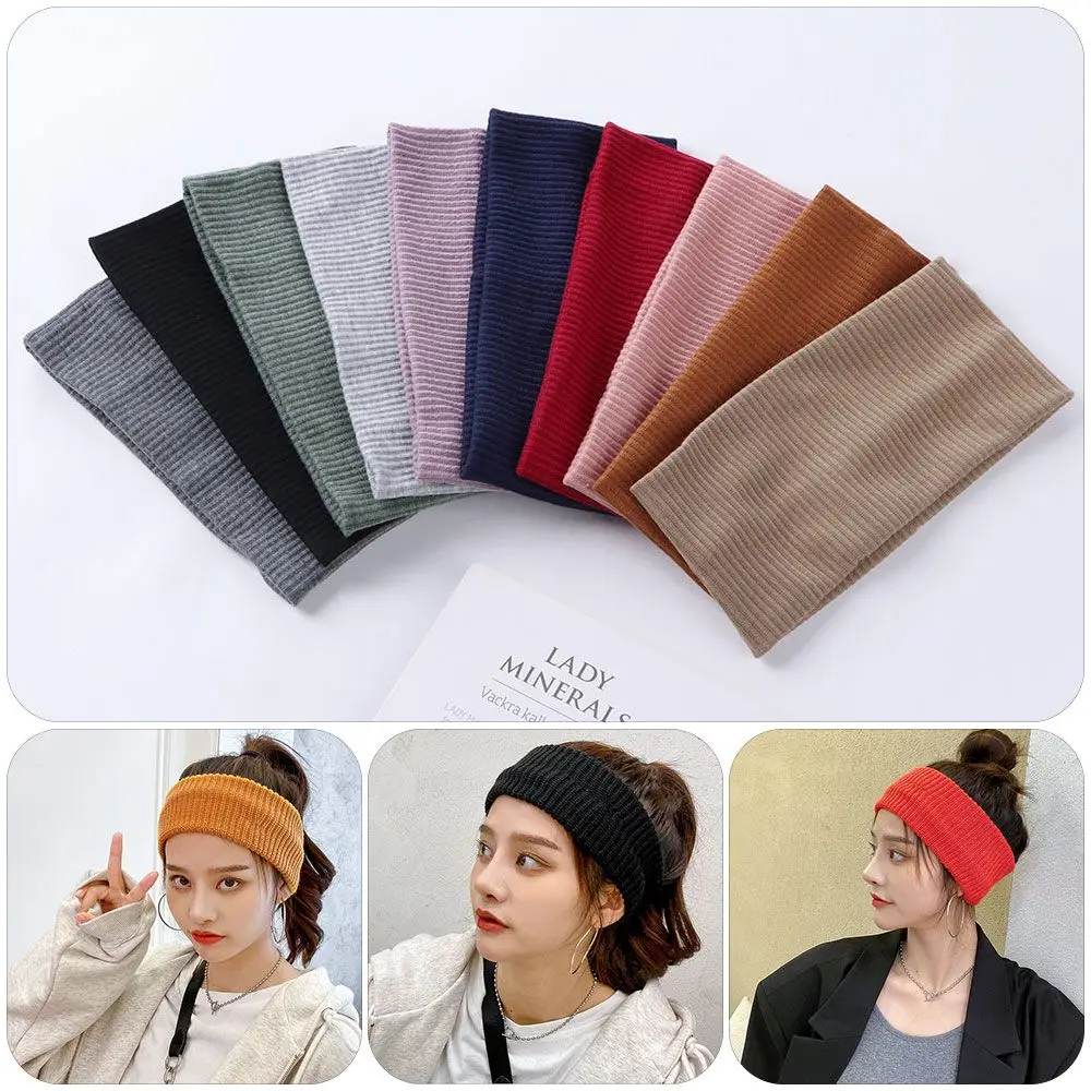 

For Dance Biker Knitted Casual Stretch Yoga Hair Bands Wide Hairband Sport Headbands Hair Accessories