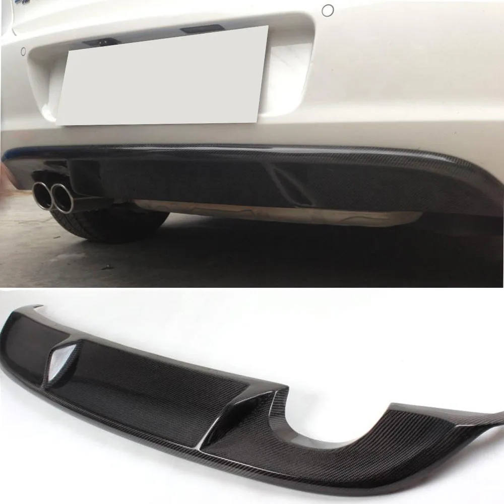 Carbon fiber Rear Bumper Lip Diffuser for Volkswagen Golf VI MK6 6 Standard bumper Non GTI 2010 - 2013 Sing Exchaust Two Outlet