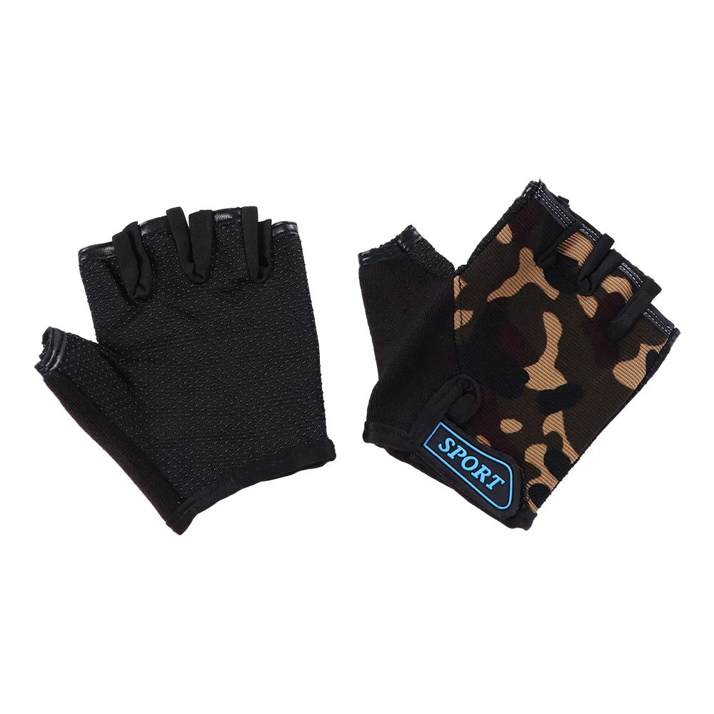 

Anti-sweat Breathable Skating Elastic Children Cycling Gloves Camouflage Bike Mittens Half Finger Golves Riding Equipment