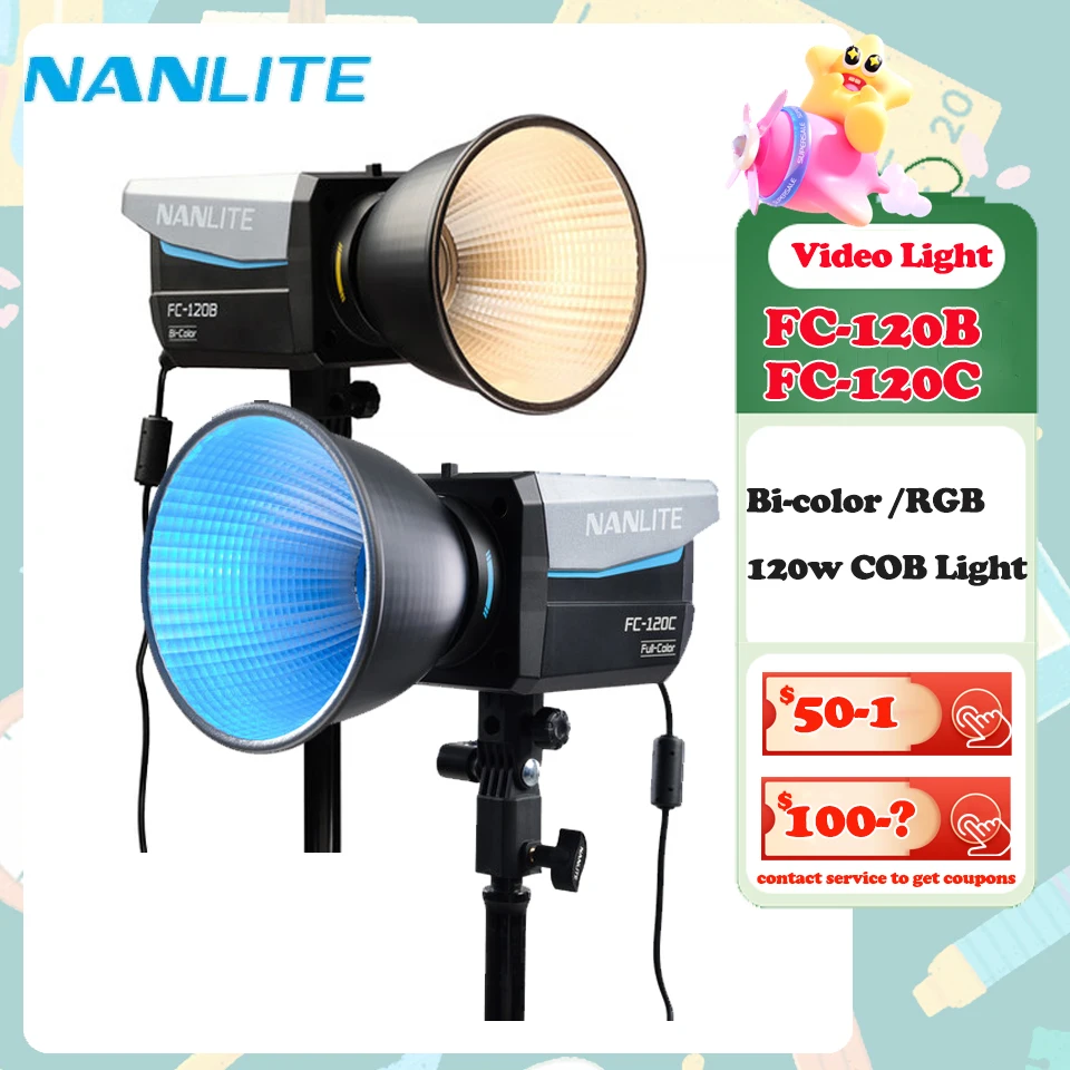 Nanlite FC-120B FC-120C LED punto de vídeo resaltar brillo estudio fotografía lámpara de relleno con NANLINK APP Control CRI 95