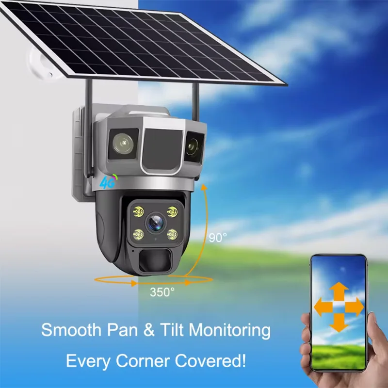 Saikiot V380 Pro AOV Solar Powered 4G Starlight AI Camera 24 Hours Recording Outdoor 5MP Waterproof PIR Human Detect PTZ Camera