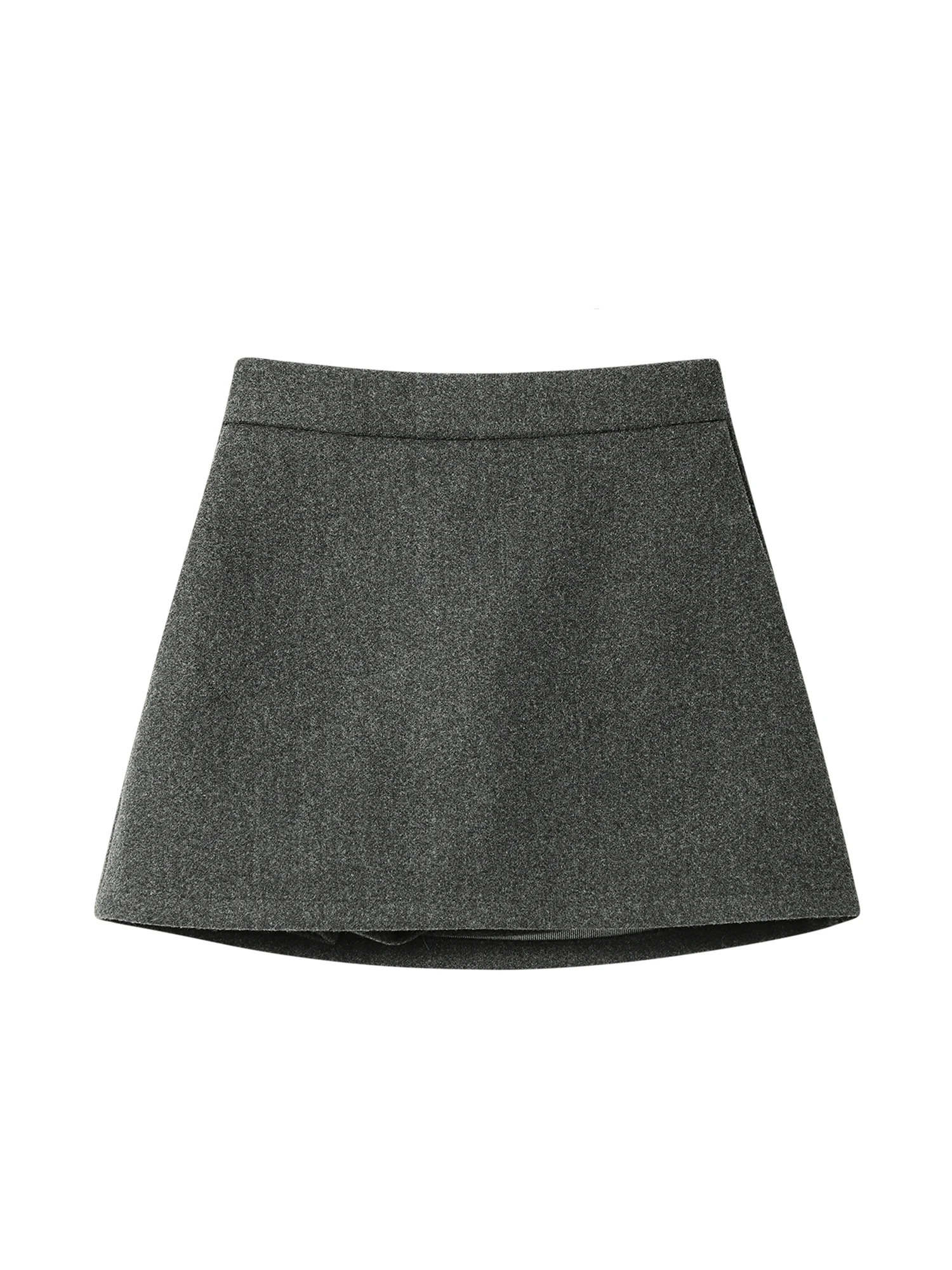 Women's Dark Grey Skirt Vintage Y2k Gyaru A-line Mini Woolen Skirt Harajuku Aesthetic High Waist Skirts 2000s Fashion Clothes