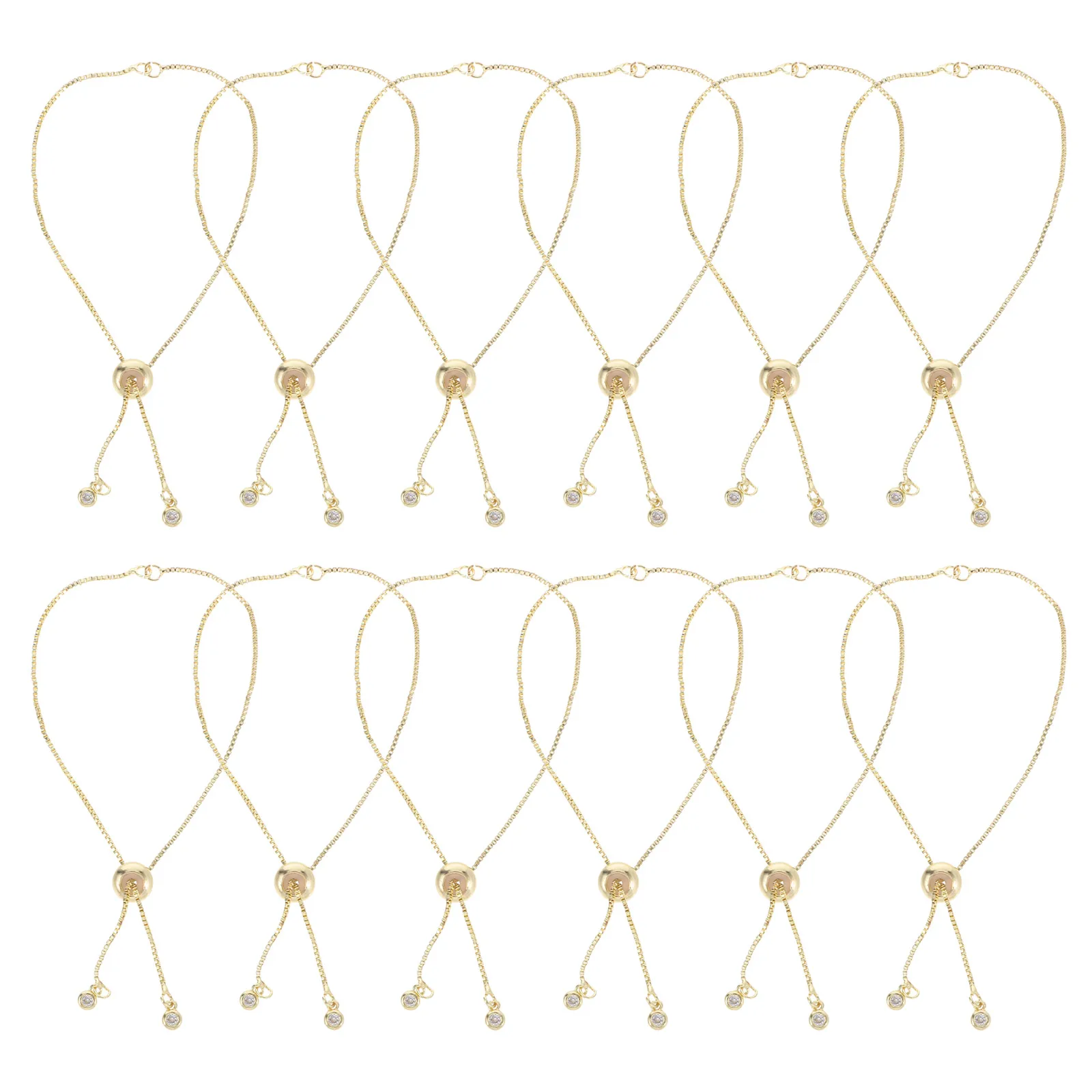

12 Pcs All-match Chain Bracelet Adjustable Pull Bracelets Kit Thin Elegant for Women Copper Curb