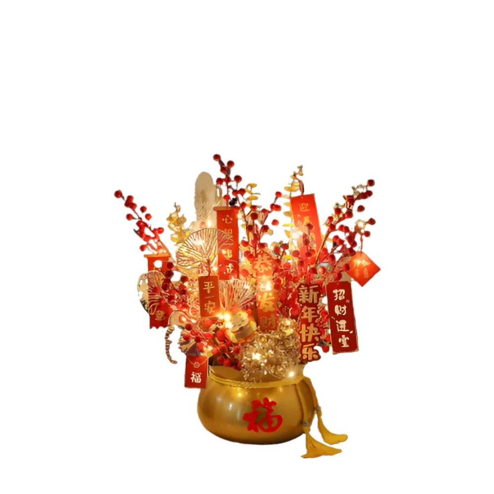 

*Indoor Red Artificial Flower Bouquet Home Living Room Decoration New Year Graduation Wedding 31*32.5cm Gift New Year